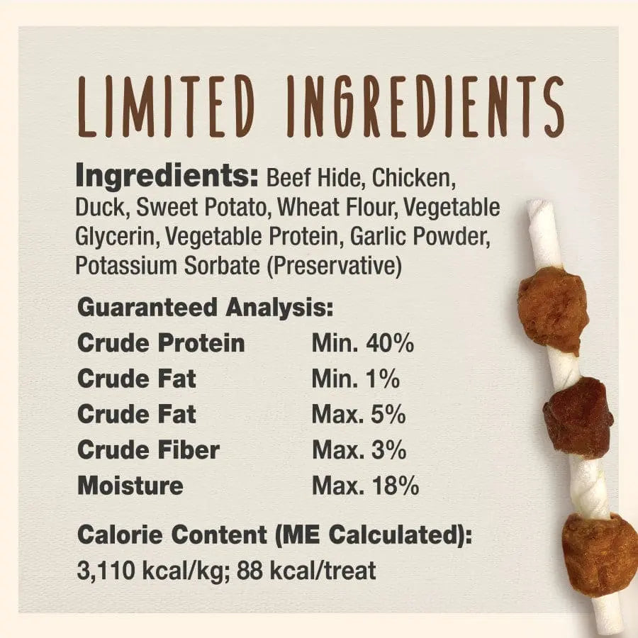 Cadet Gourmet Low - Fat Beef Hide Shish Kabob Dog Treats for Long - Lasting Chewing