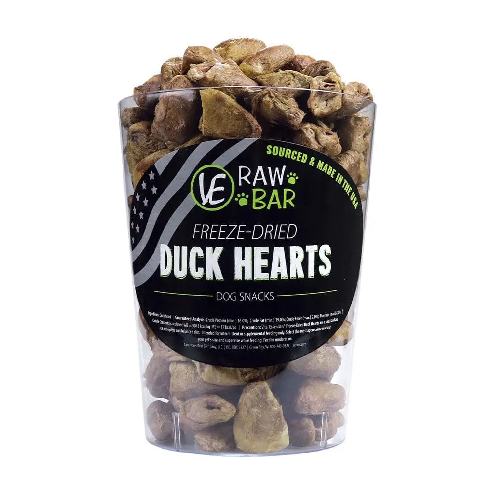 Vital Essentials® 150 pcs Freeze-Dried Duck Hearts Raw Dog & Cat Treats