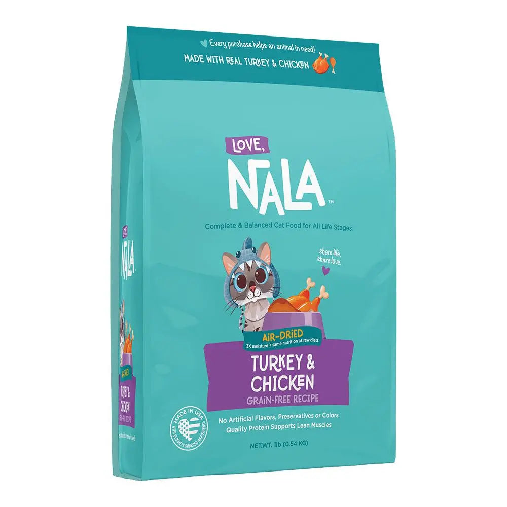 Love, Nala Premium Air - Dried Grain - Free Adult Cat Food with Turkey and Chicken, 1lb