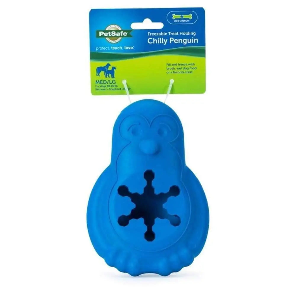 Blue Busy Buddy Freezable Penguin Dog Toy for Cool Treats