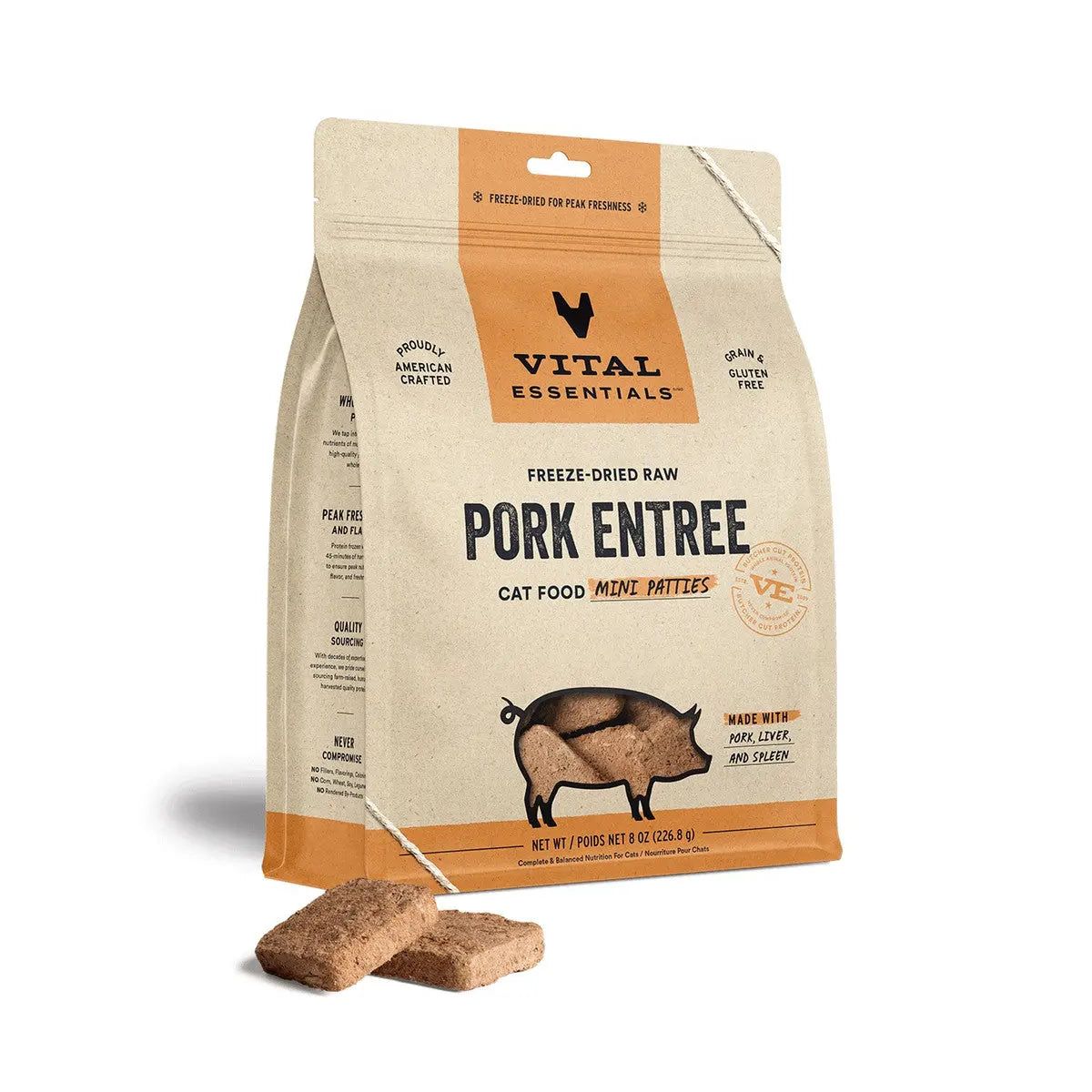 Vital Essentials® Freeze-Dried Mini Pork Patties for Cat Raw Diet