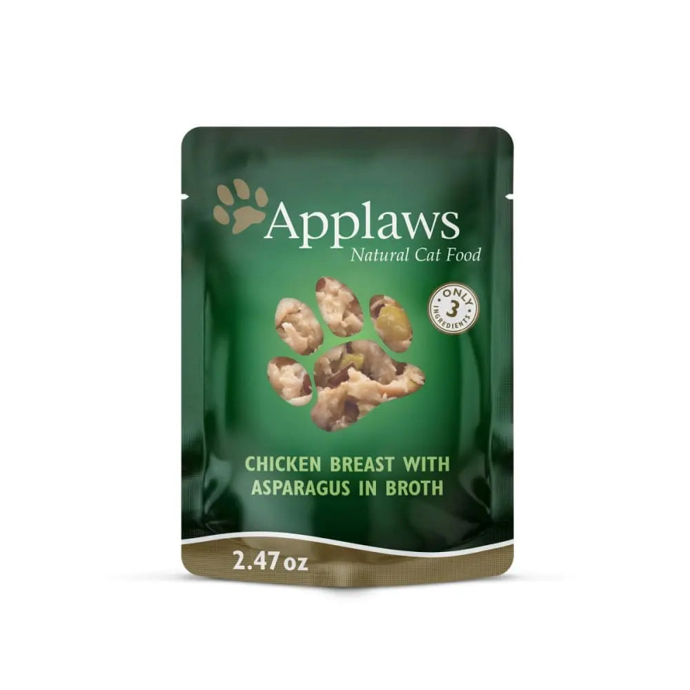 Applaws 12-Pack 2.47oz Pouches of Natural Wet Cat Food with Chicken Breast and Asparagus in Broth
