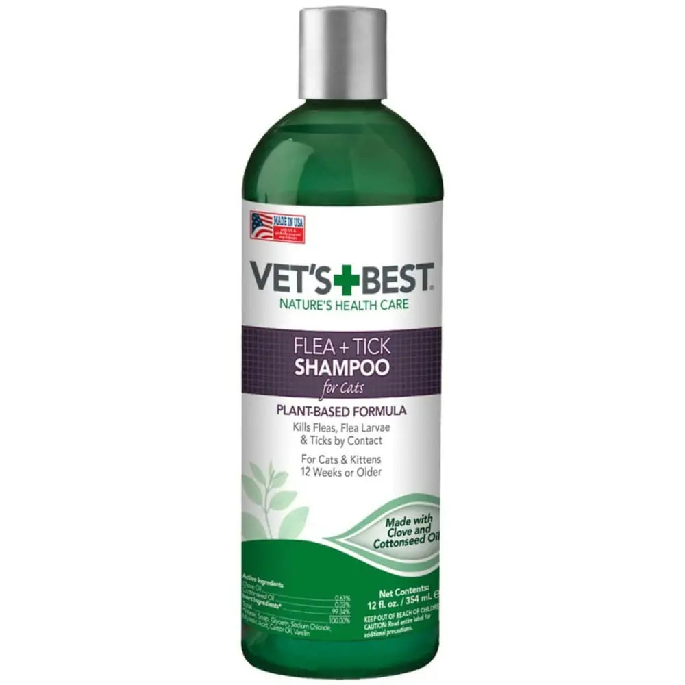 Veterinarian's Recommended Natural Flea and Tick Shampoo for Cats, 12 Fluid Ounces