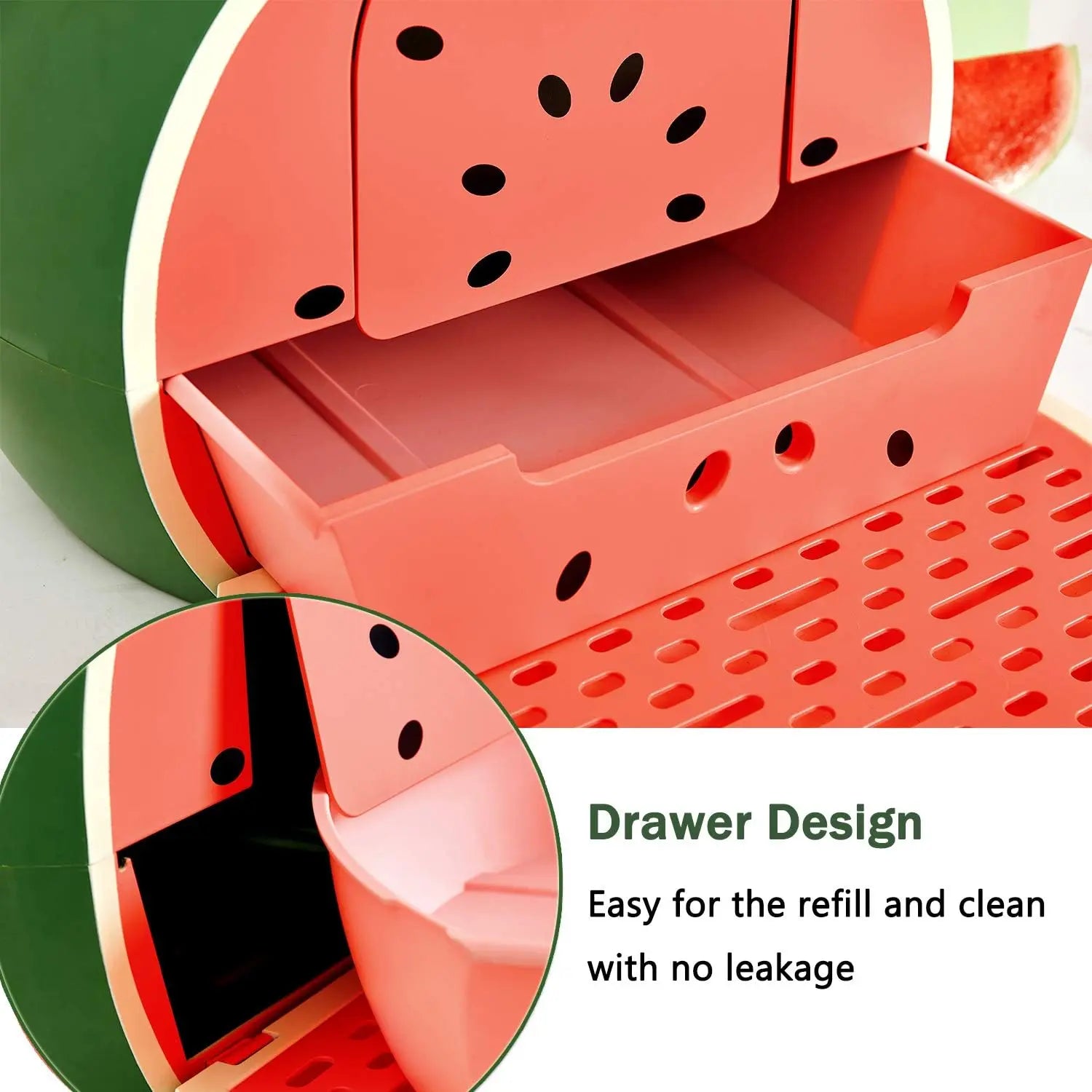 Vetreska Watermelon-Styled Odor-Controlling Kitty Litter Box with Lid and Scoop Set for Feline Companions