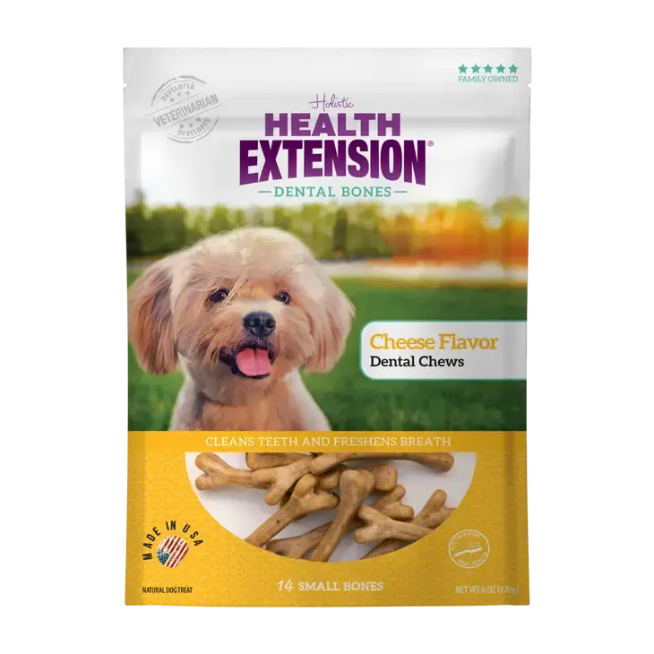 Health Extension 5.9 oz Dental Dog Bones with Irresistible Cheese Flavor