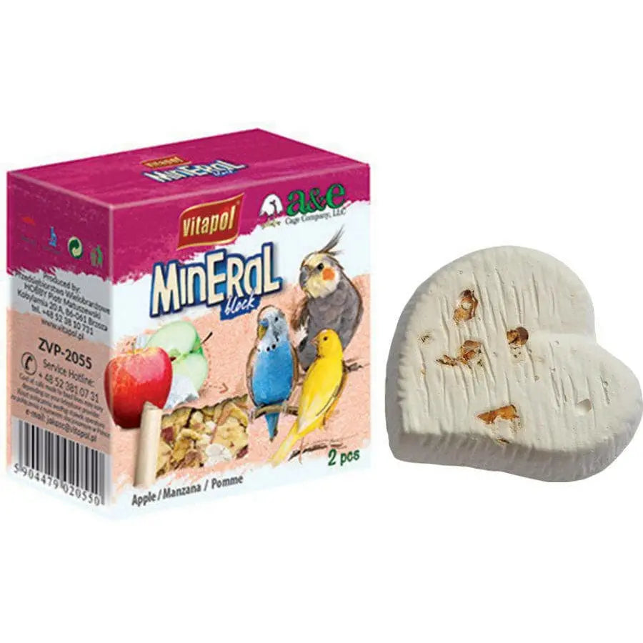 AE Cage Company's Calcium - Rich Apple - Flavored Bird Mineral Block