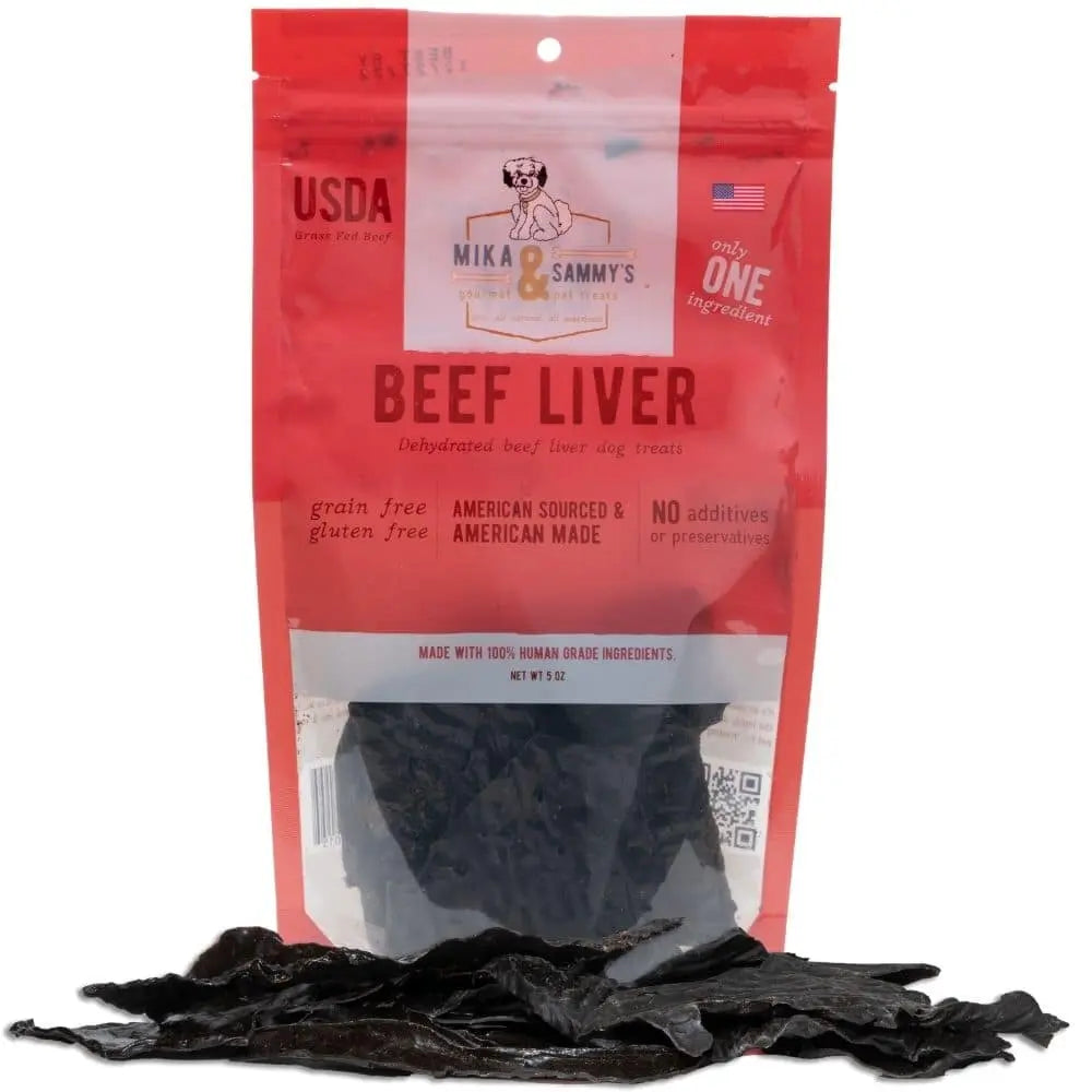 Mika & Sammy’s Premium 5oz Dehydrated Beef Liver Dog Treats - Nutrient - Rich Snack for Canines