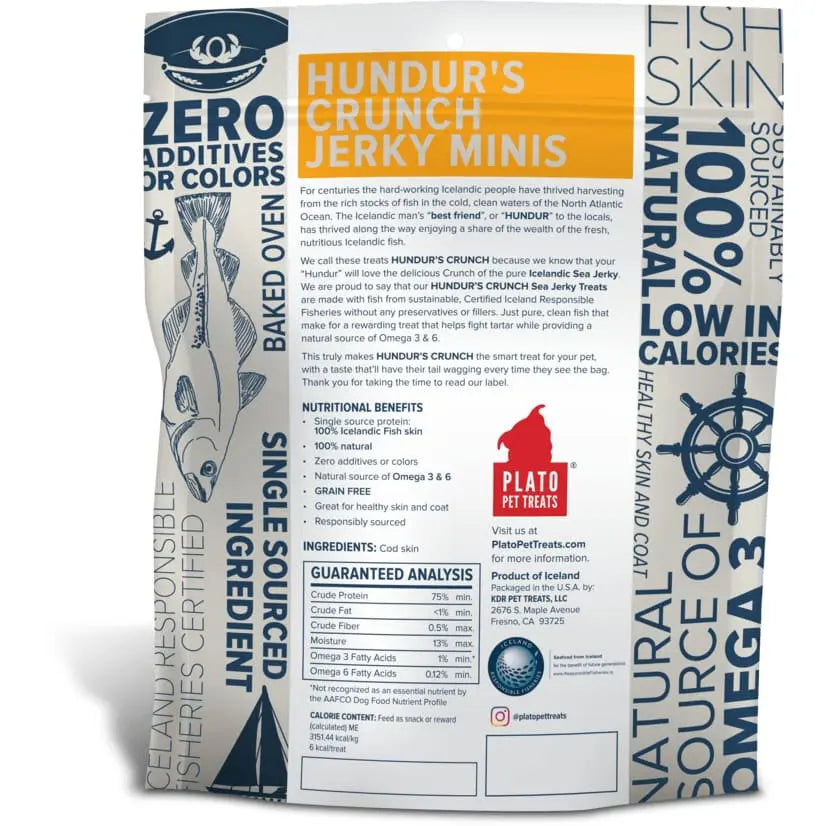 Plato Hundur's Mini Crunchy Fish Skin Jerky for Optimal Pet Health
