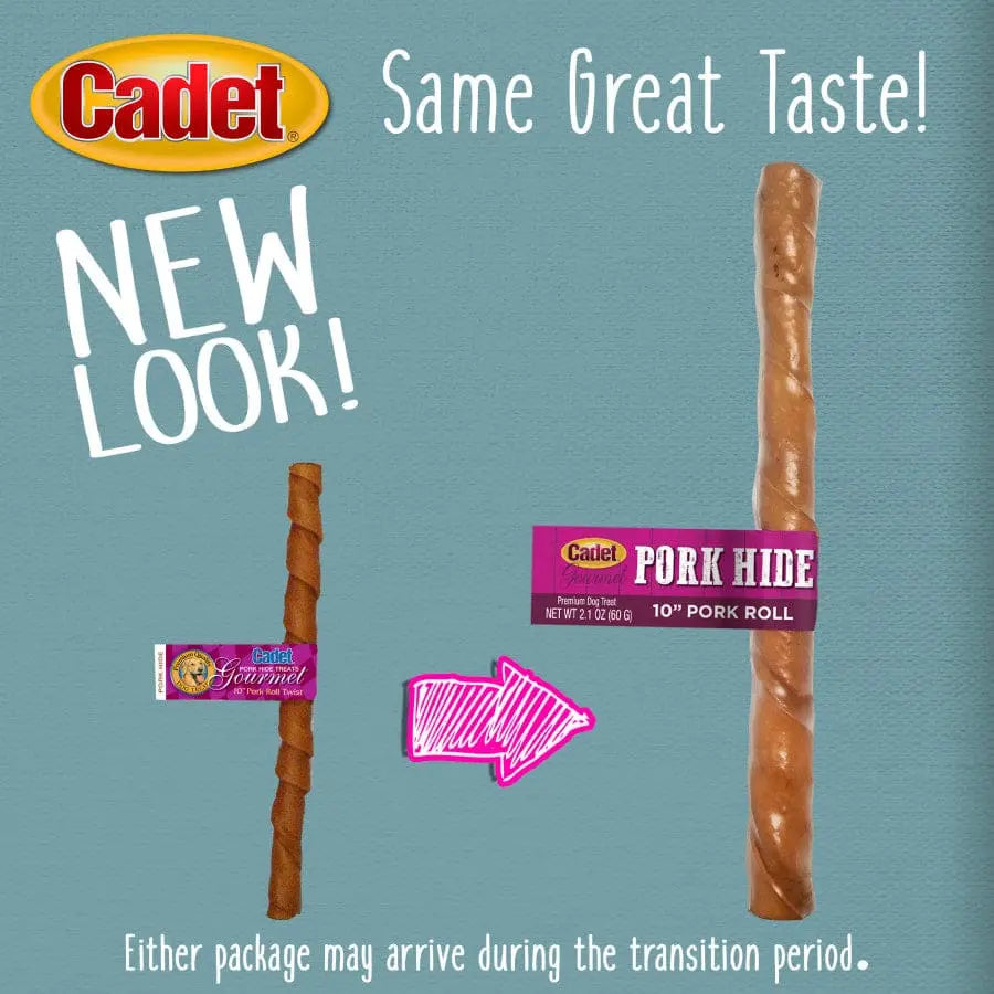 Cadet® Premium 10-Inch Pork Hide Roll Dog Treats for Canine Delight