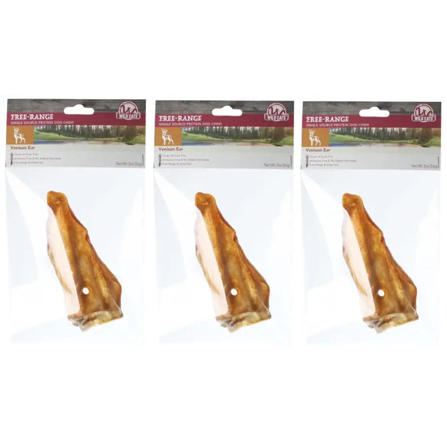 Wild Eats Case of 3 Natural Venison Single Ear Treats for Dogs