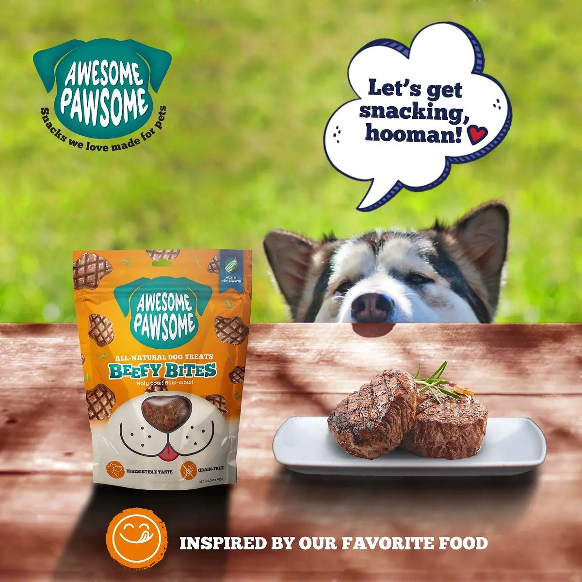 Incredibly Delicious Grass - Fed Free - Range New Zealand Beefy Dog Treats, 3oz Awesome Pawsome Variety