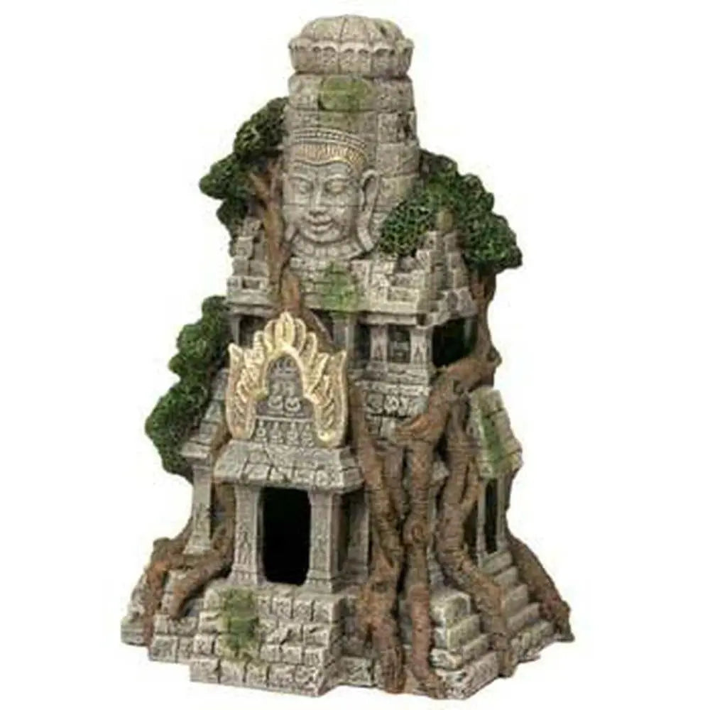 Blue Ribbon Handmade Resin Decorative Ornament Featuring Cambodian Ancient Temple Ruins