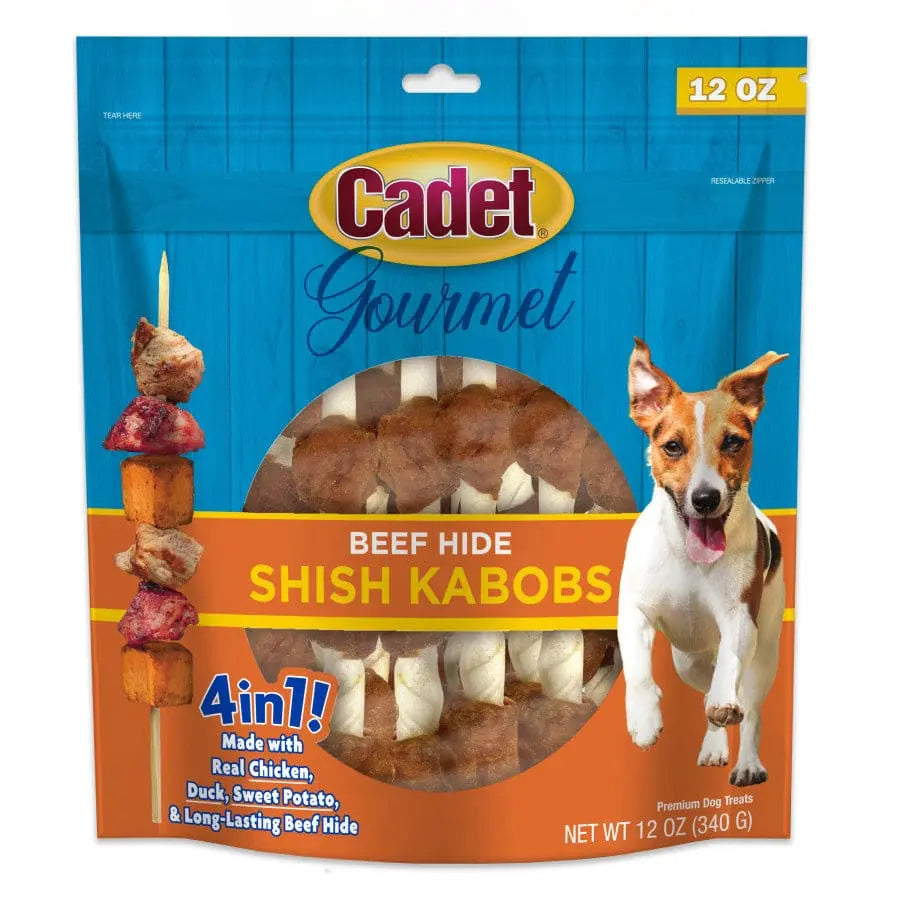 Cadet Gourmet Low - Fat Beef Hide Shish Kabob Dog Treats for Long - Lasting Chewing