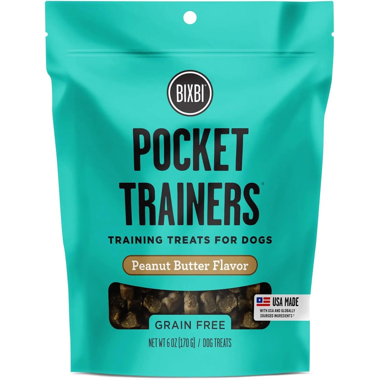 BIXBI Pocket Trainers 6oz Grain-Free Low-Calorie Dog Treats with 3 Flavors