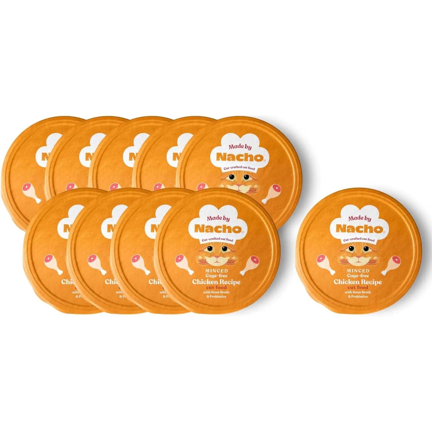 Made by Nacho Premium Cage-Free Minced Chicken Recipe Wet Cat Food with Nutritious Bone Broth, Pack of 10 - 2.5 oz Cans