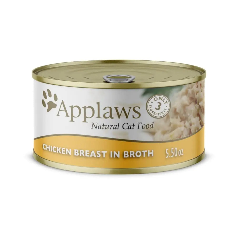 Applaws All - Natural Wet Canned Cat Food with Chicken Breast in Broth, Pack of 24 Cans
