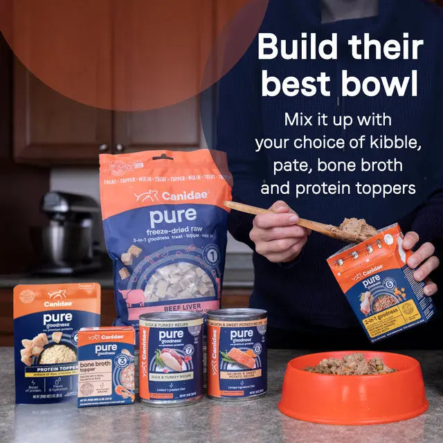 CANIDAE PURE High - Quality Protein Topping for Dogs, Pack of 12 with 3 - ounce Pouches