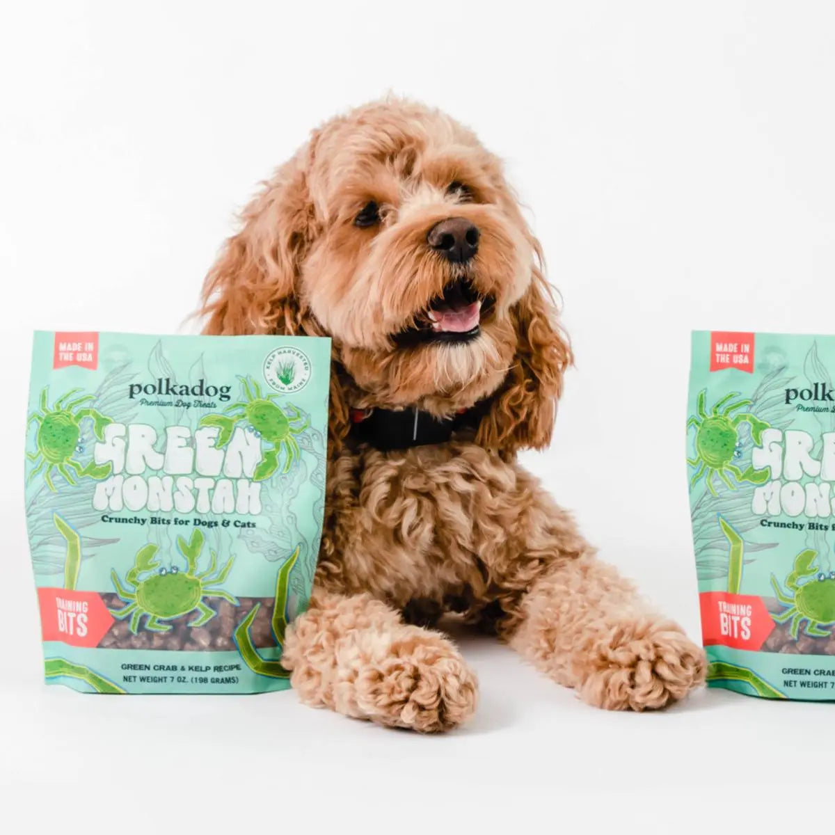 Polkadog Crunchy Green Monstah Training Bits - Ideal Treats for Dogs and Cats