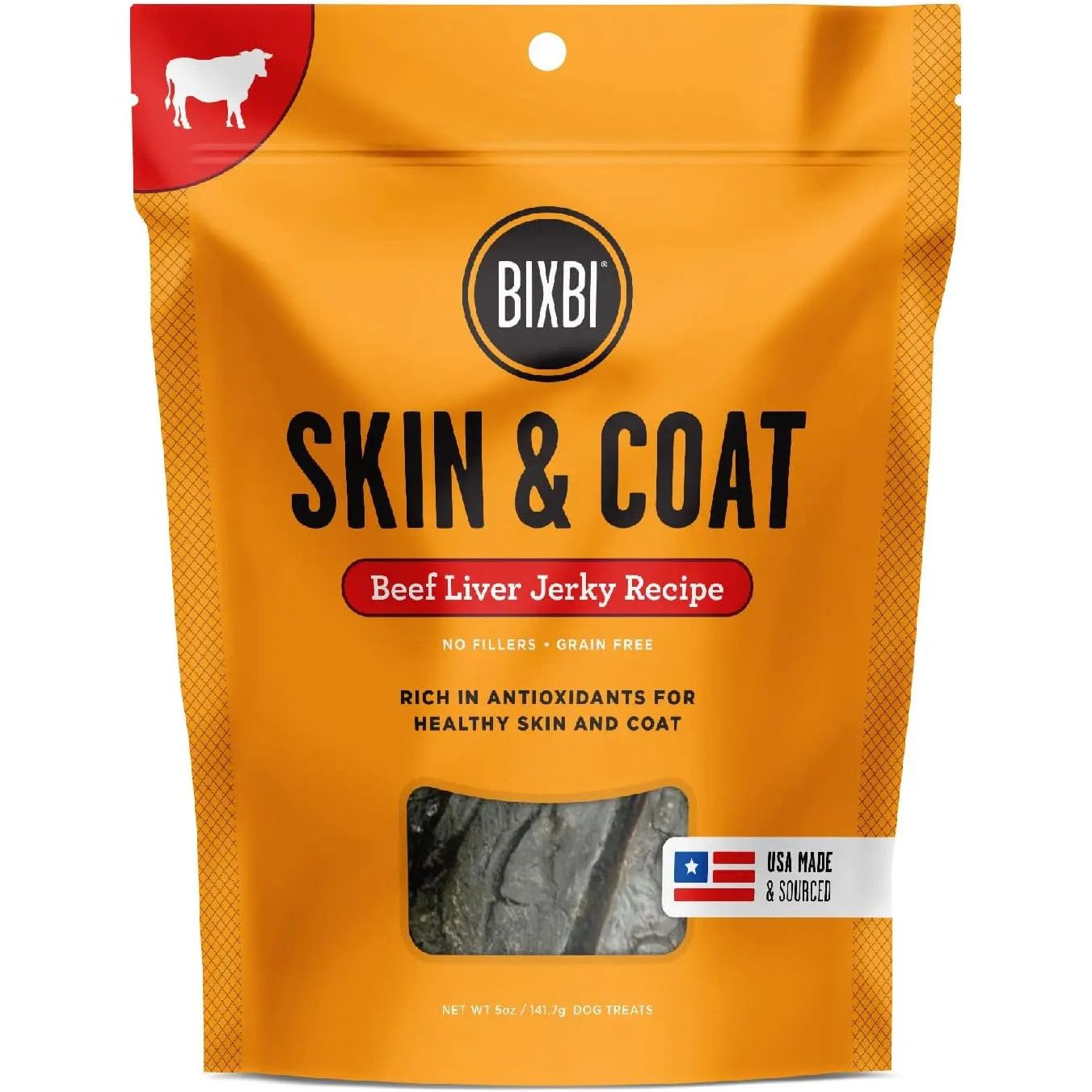 BIXBI Premium Grass - Fed Beef Jerky Dog Treats for Healthy Skin & Coat