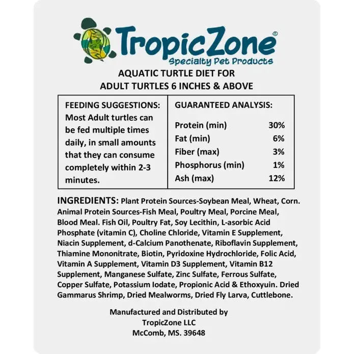 TropicZone Stage-5 Adult Formula Aquatic Turtle Diet for Larger Adults