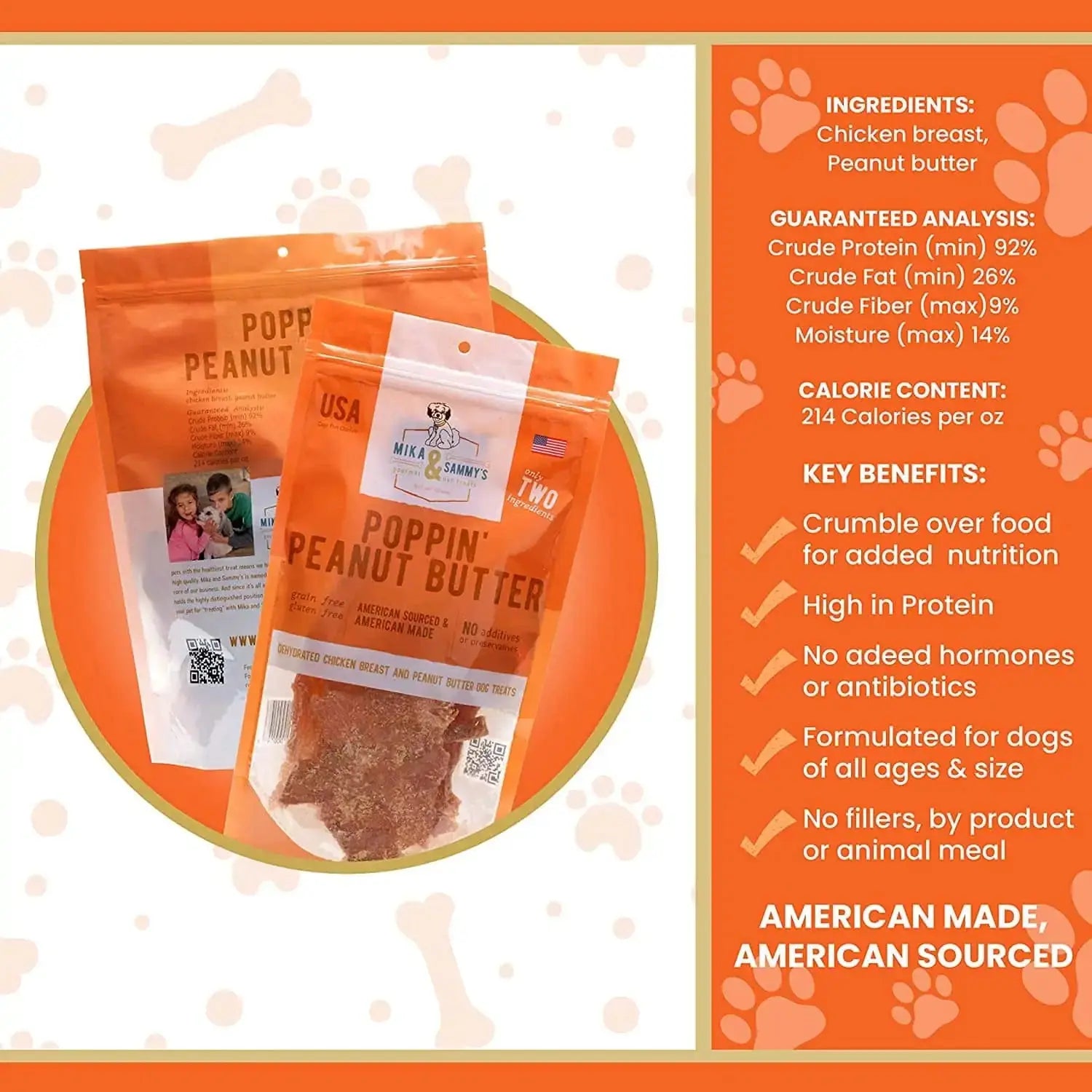 Mika & Sammy’s 5oz Dehydrated Poppin' Peanut Butter Dog Treats