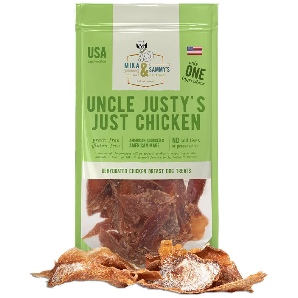 Mika & Sammy’s Uncle Justy’s 5oz All - Natural Dehydrated Chicken Dog Treats