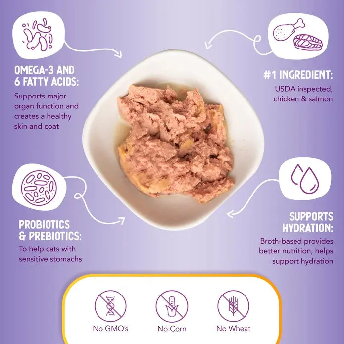 Health Extension Premium Grain-Free Canned Cat Food with Chicken and Salmon - 24 Cans, Each 2.8 oz