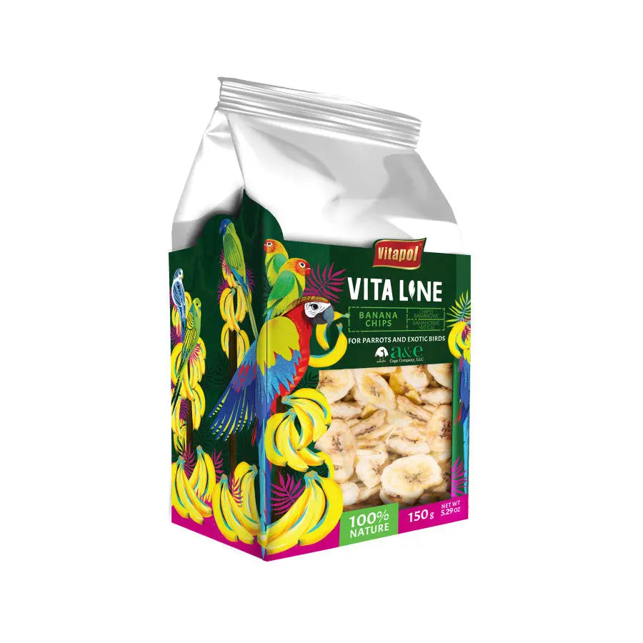 Vitapol Vita Line A & E High - Quality Banana Chips, Ideal Dietary Supplement for Parrots and Exotic Birds