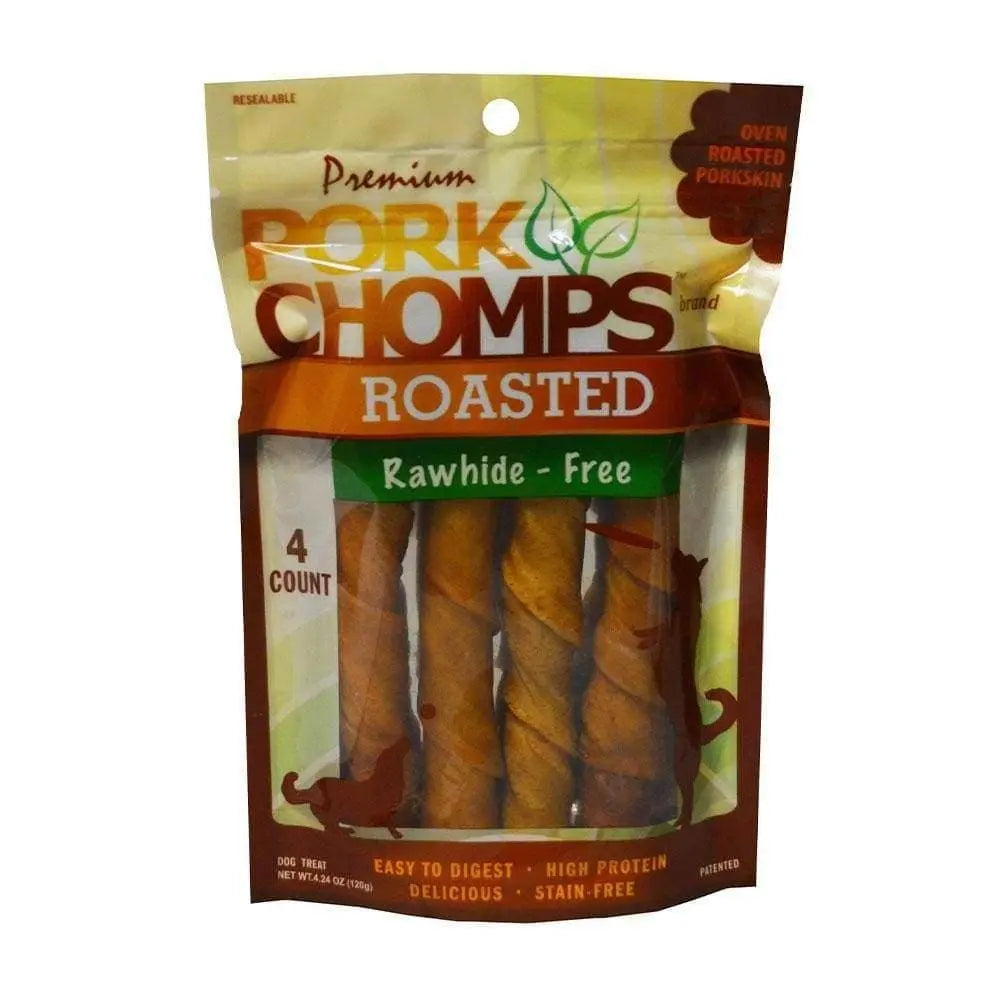 Large 6 - Inch Pork - Flavored Roasted Twists Dog Treats (Pork Chomps™, 4 Count)