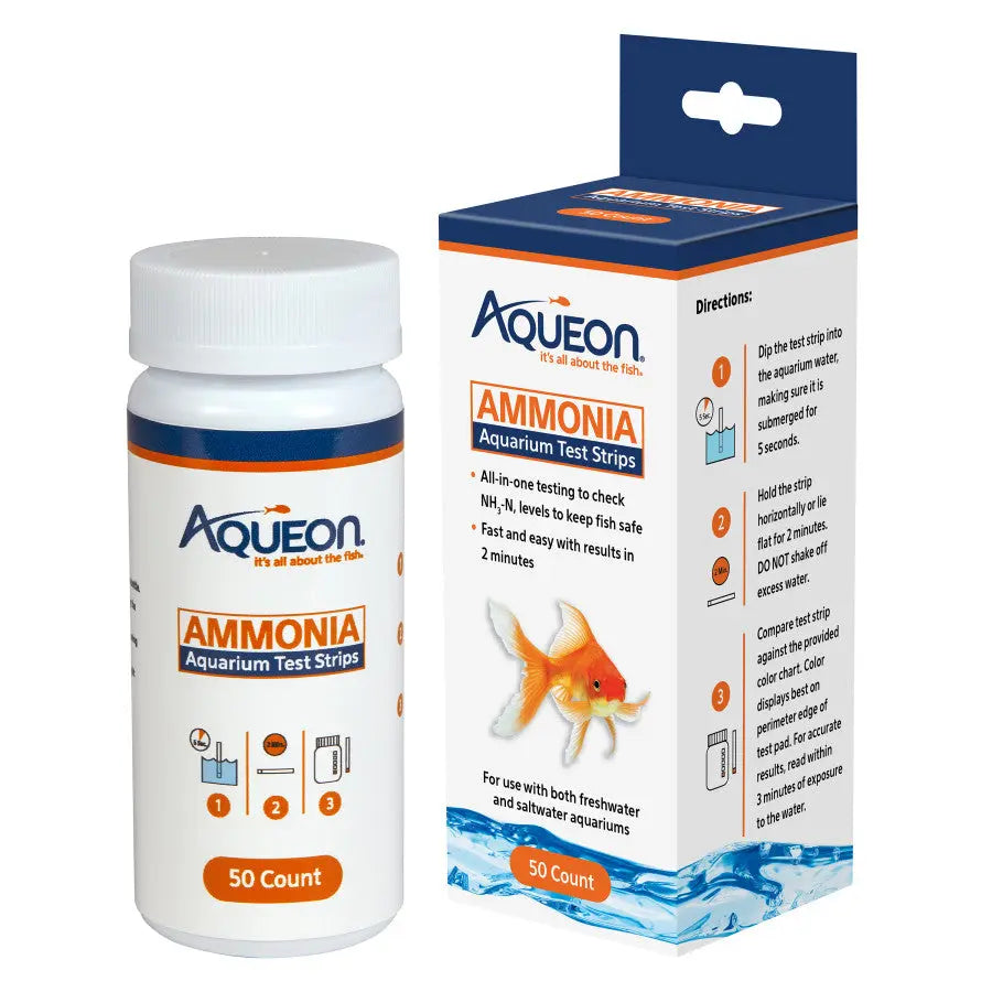 Aqueon Aquarium Ammonia Test Strips - Pack of 50 Strips for Comprehensive Aquarium Water Testing