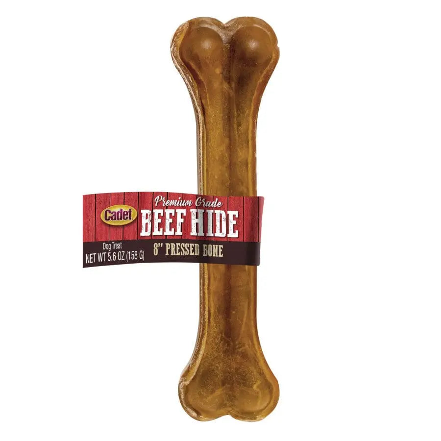 Cadet Premium Quality Pressed Beef Hide Bones - Ideal Dog Chews for Aggressive Chewers