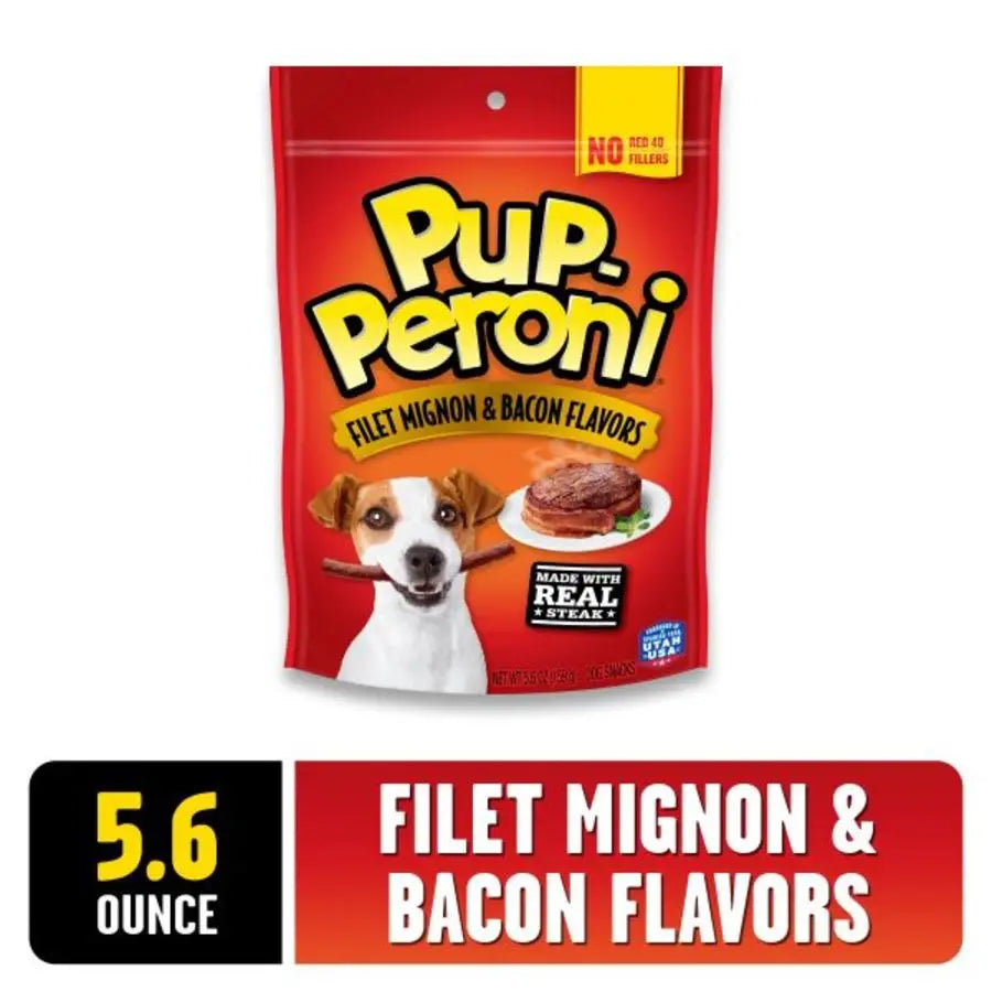 Pup-Peroni Premium Dog Treats in Filet Mignon and Bacon Flavor, 5.6 oz Package