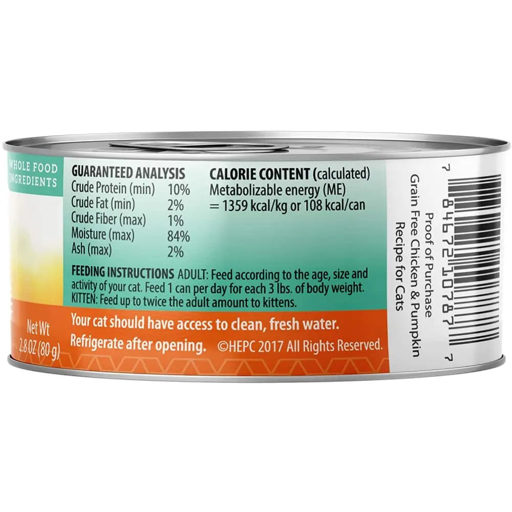 Health Extension Grain-Free Premium Chicken and Pumpkin Canned Wet Cat Food - Pack of 24, Each 2.8 oz