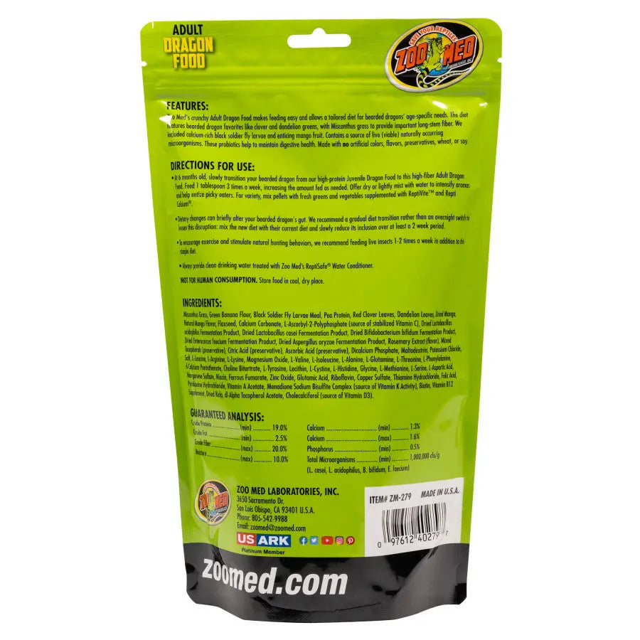 Zoo Med Premium Adult High Fiber Food for Bearded Dragons