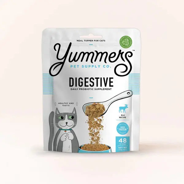 Yummers Premium Digestive Aid Supplement Mix-in for Cat Food Toppers, Featuring Savory Elk Flavor, 4 oz.