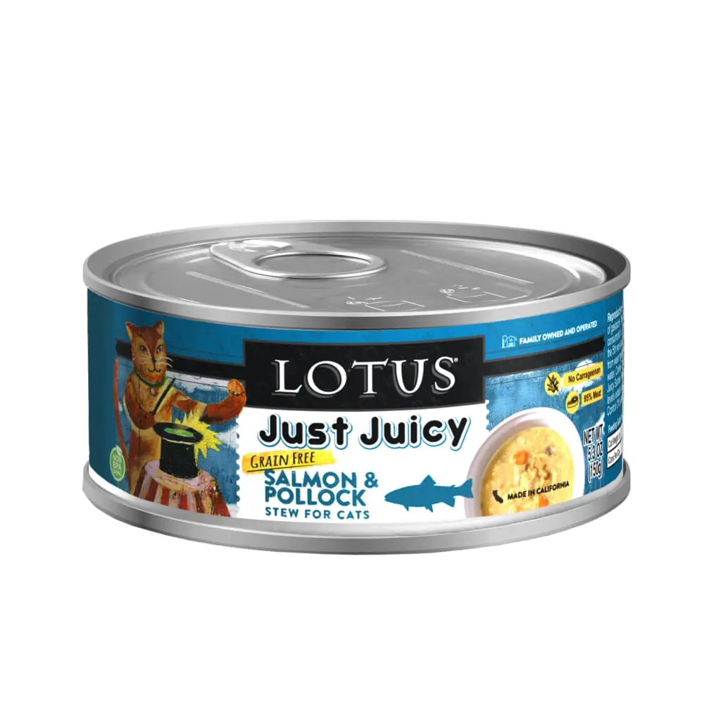 Lotus Premium Grain-Free Canned Cat Food: Just Juicy Stew with Salmon and Pollock