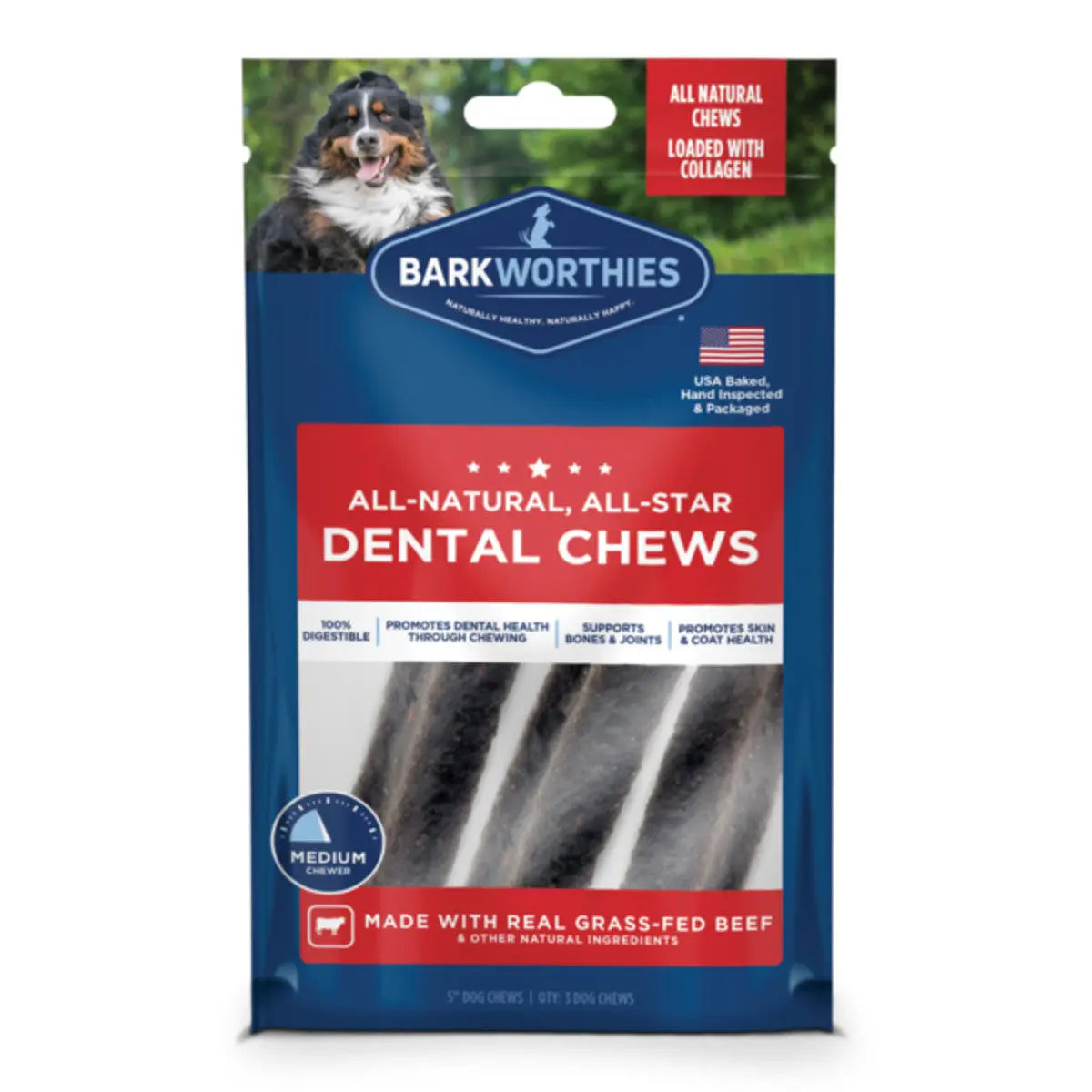 Barkworthies All - Natural Collagen Dental Dog Chews Ideal for Puppy Teething