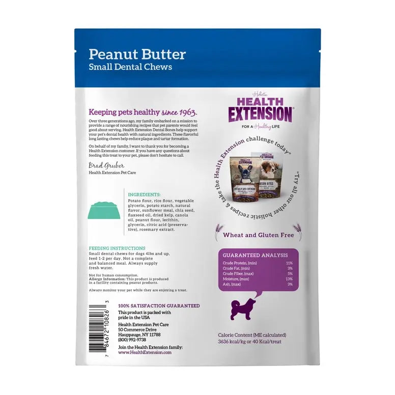 Health Extension Canine Dental Treats with Delicious Peanut Butter Flavor