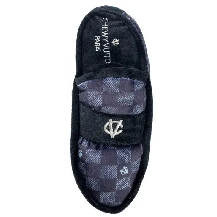 Haute Diggity Dog Luxury Black Checkered Squeaky Loafer Plush Dog Toy