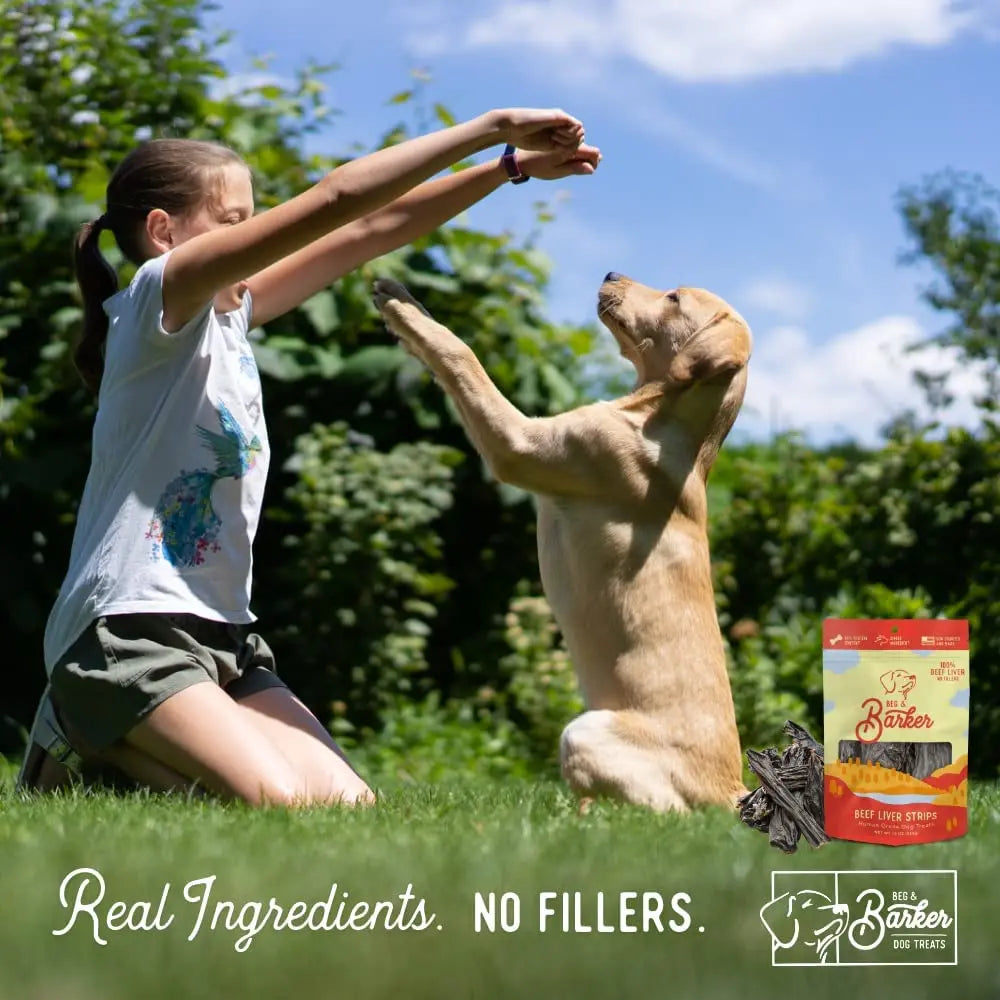 Beg & Barker All-Natural, USA-Sourced Air-Dried Beef Liver Strip Dog Treats