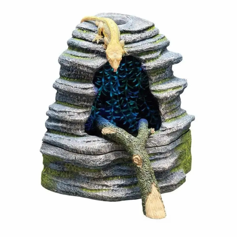 Zilla Spring Cave Decorative Habitat with Blue LED Lighting, Rain Chamber for Reptiles and Amphibians - One Size