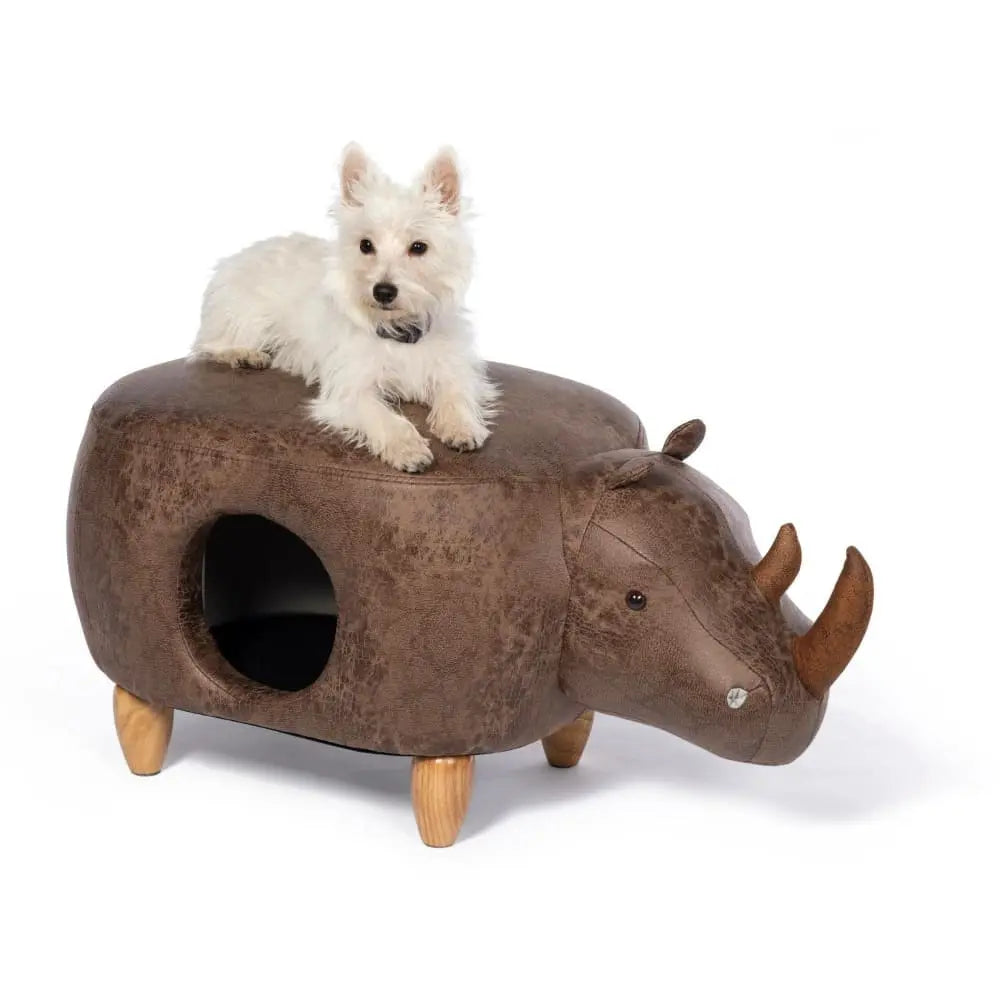 Prevue Pet Products Luxury Brown Faux - Leather Rhinoceros - Shaped Ottoman