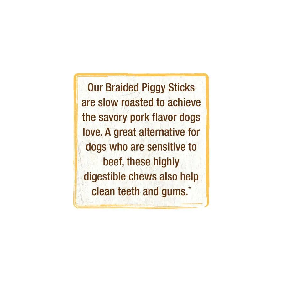Cadet Farm to Paws Natural Braided Pork Sticks - Long - lasting Dog Treats