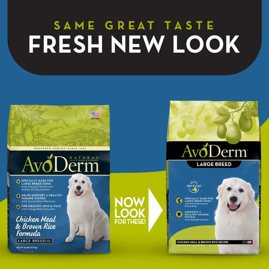 AvoDerm Premium Natural Chicken Meal and Brown Rice Formula Dry Dog Food Specially Designed for Large Breed Dogs