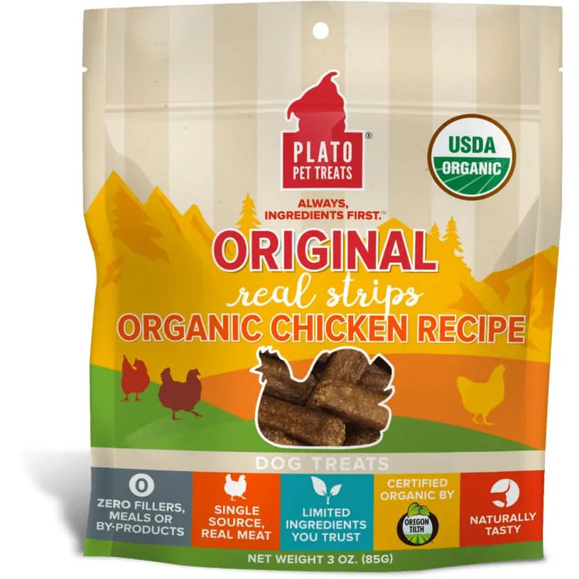 Organic Real Chicken Strips - Plato's Original Dog Treats