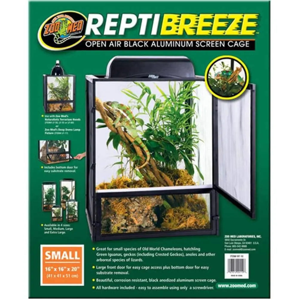 Zoo Med Reptile Open - Air Aluminum Screen Cage in Elegant Black Color