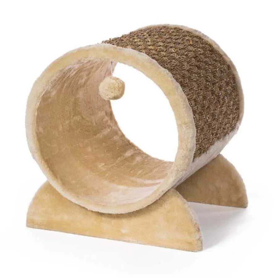 Prevue Pet Products Comfortable Tunnel-Style Plush Cat Furniture in Brown and Beige Shades