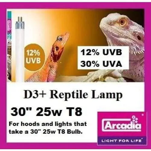 New Arcadia T8 12% D3+ 30-inch 25-watt Reptile Lamp for Exo Terra Hoods