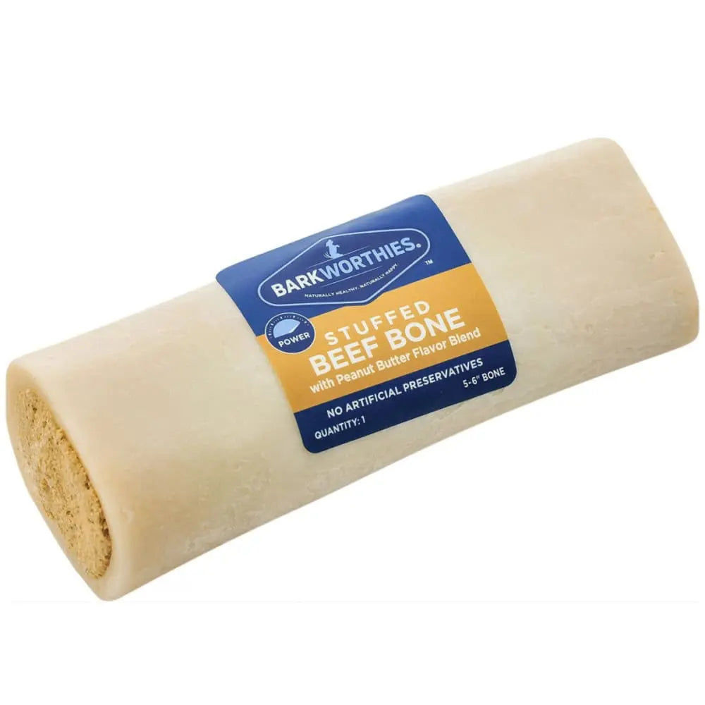 Barkworthies Premium Stuffed Shin Bone for Dogs - A Healthy Chewing Delight