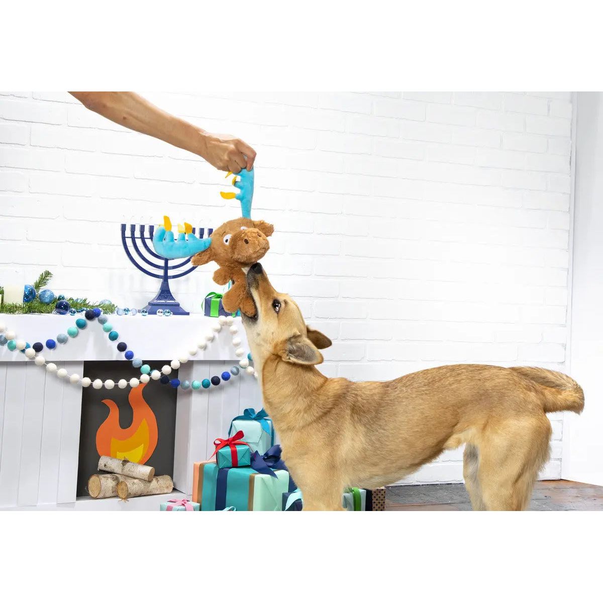 BARK Festive Menorah Moose Durable Dog Toys for Shredding Fun